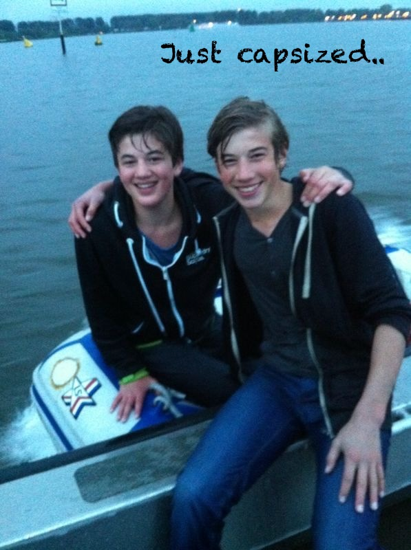 Young Olivier and Pepijn on a boat in 2009